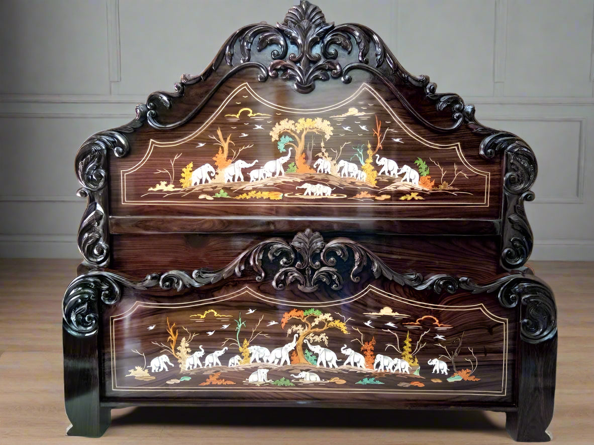 Woodcraft Furniture - Custom Order Design Fee - Marble Stone Inlay and Handcrafted Indian Art