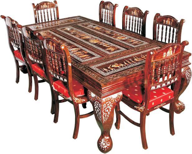 Woodcraft Furniture - Marble Stone Inlay and Handcrafted Indian Art
