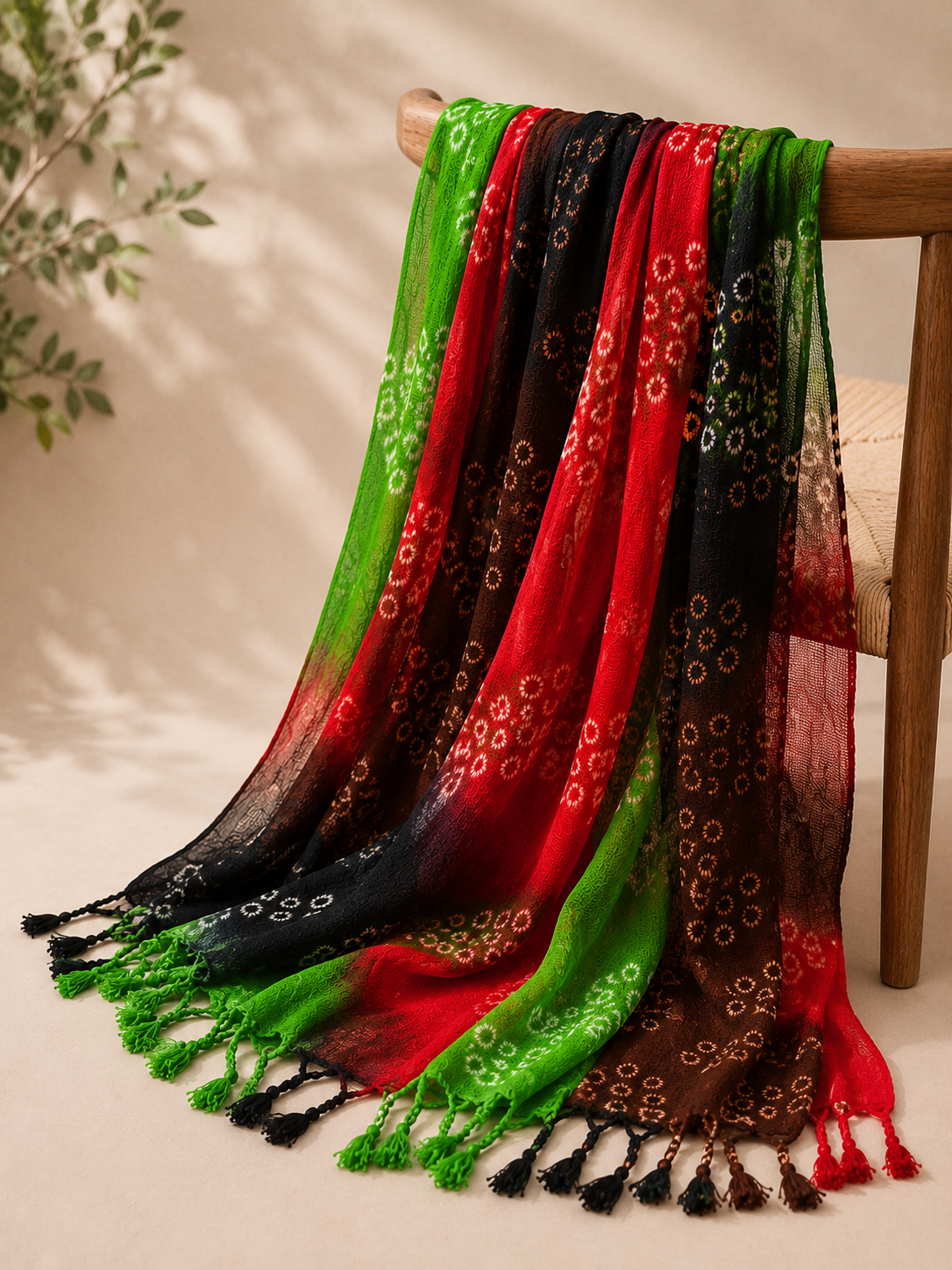 Hippie Tie-Dye Rayon Cotton Blend Scarf