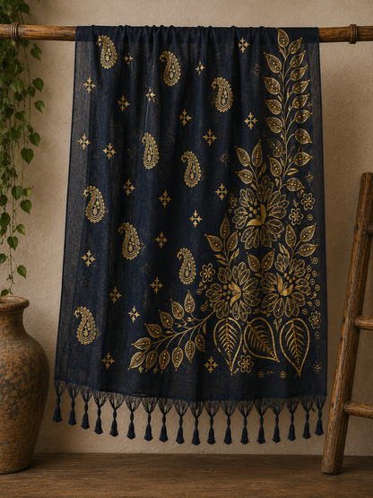 Royal Black with Gold Painted Wrap
