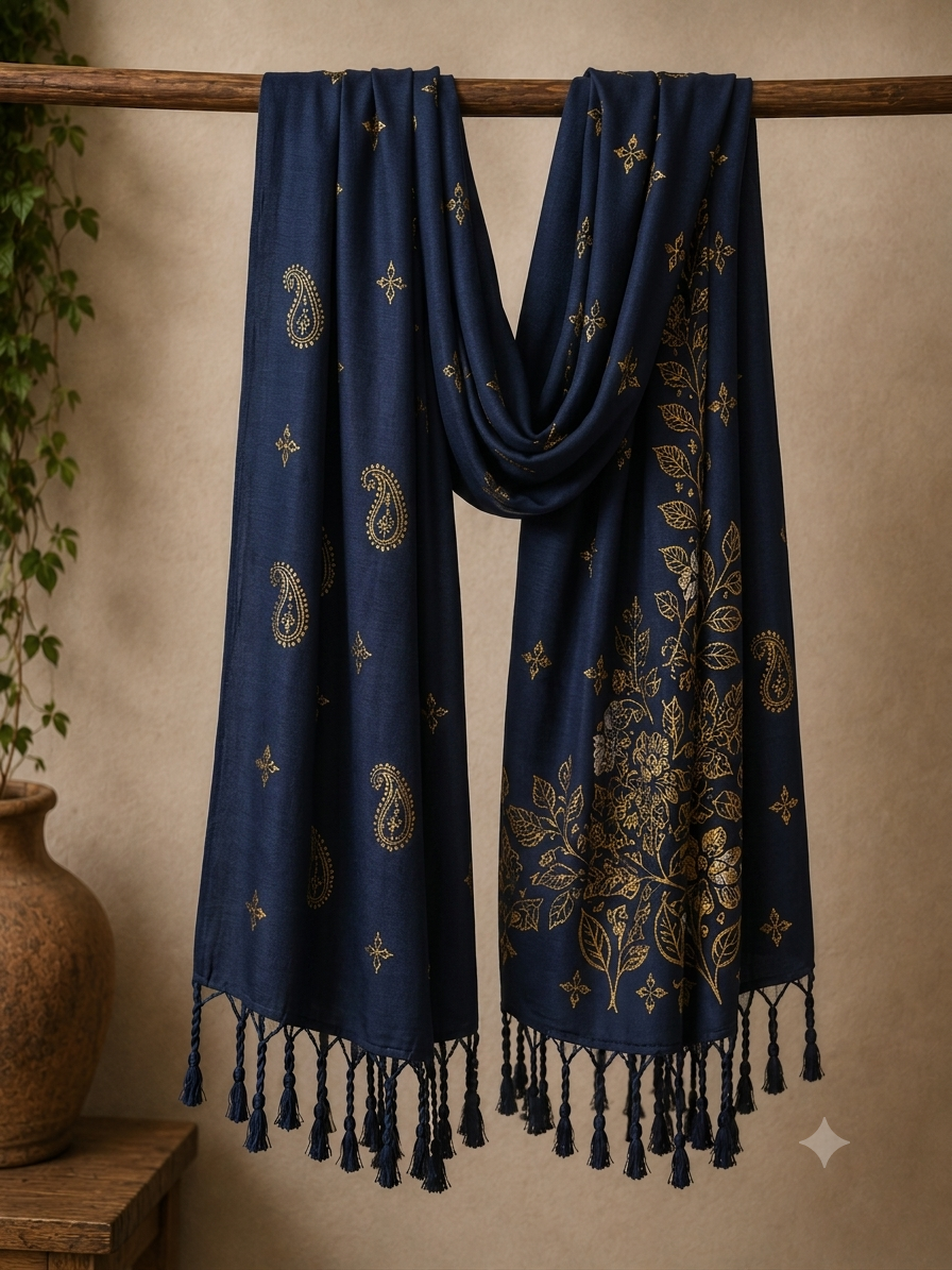 Royal Black with Gold Painted Wrap