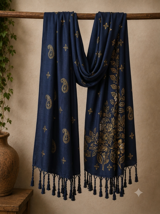 Royal Black with Gold Painted Wrap
