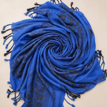 Embroidered Rayon Stole ~ Blue