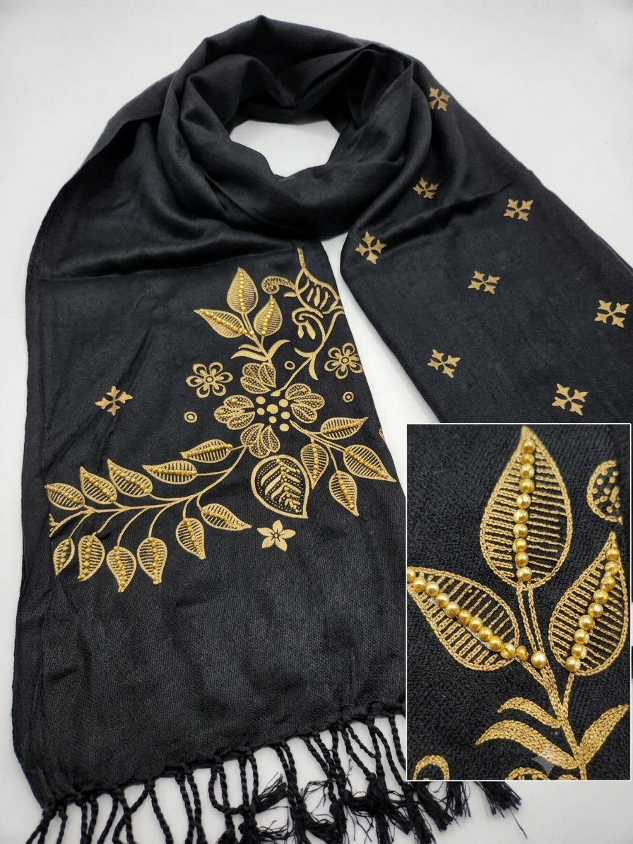 Royal Black with Gold Painted Wrap