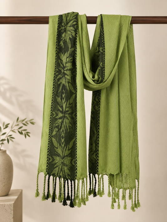 Embroidered Rayon Stole ~ Green