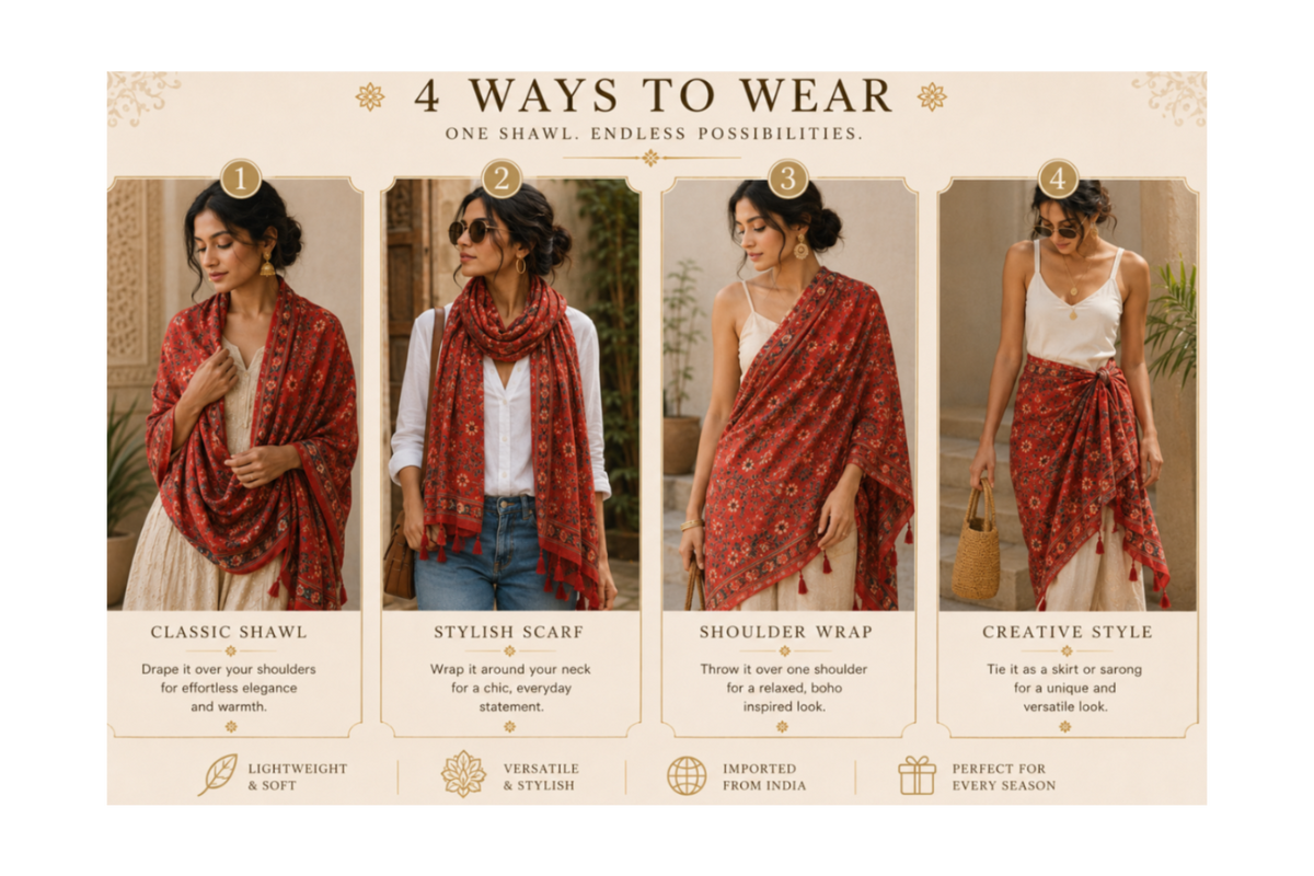 4 WAYS TO WEAR ONE SHAWL. ENDLESS POSSIBILITIES.