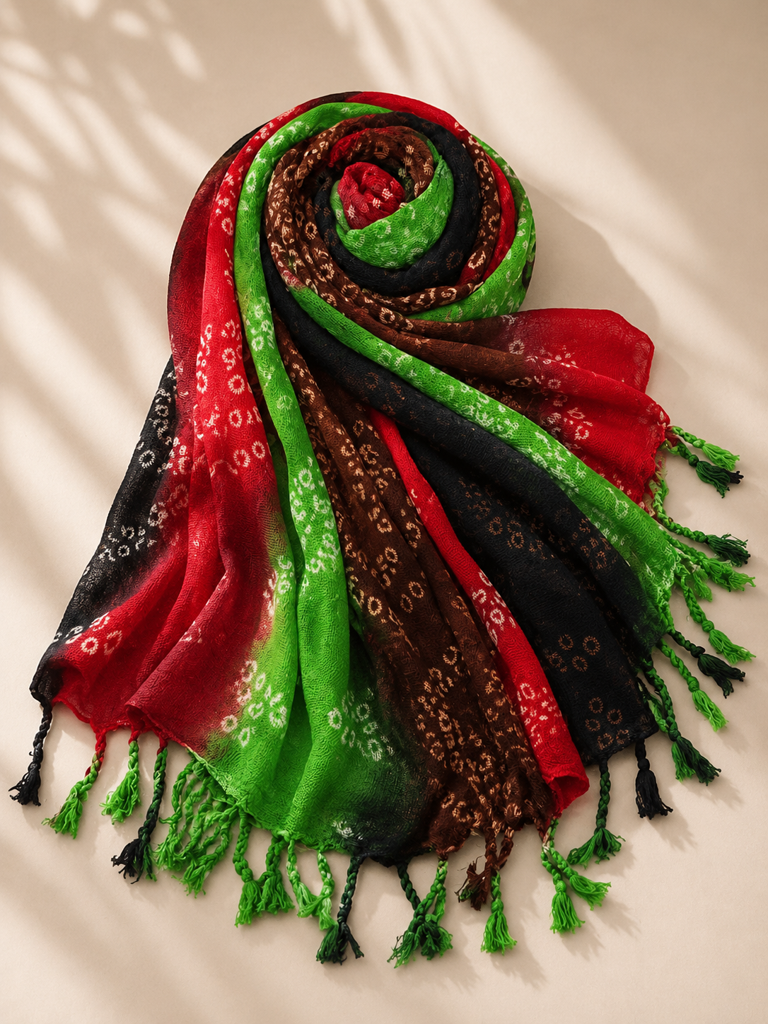 Hippie Tie-Dye Rayon Cotton Blend Scarf