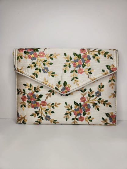 White Floral Clutch
