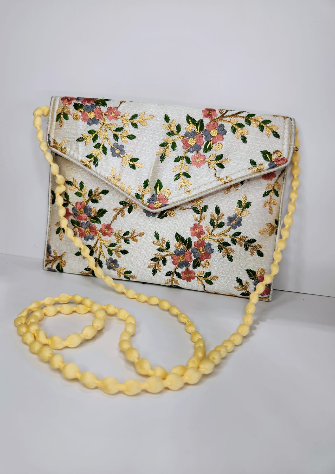 White Floral Clutch